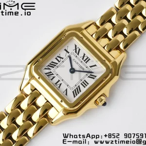 Cartier Panthère 27mm WGPN0009 BVF 1:1 Best Edition YG White Dial on YG Bracelet Ronda Quartz - Super Clone Watch | 1:1 Best Version