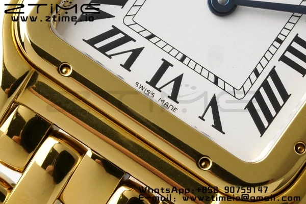 Cartier Panthère 27mm WGPN0009 BVF 1:1 Best Edition YG White Dial on YG Bracelet Ronda Quartz - Super Clone Watch | 1:1 Best Version