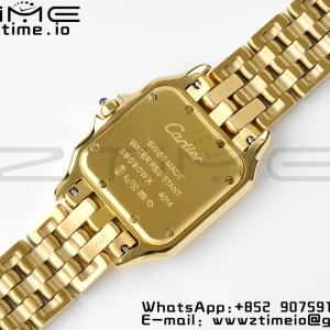 Cartier Panthère 27mm WGPN0009 BVF 1:1 Best Edition YG White Dial on YG Bracelet Ronda Quartz - Super Clone Watch | 1:1 Best Version
