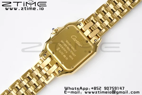 Cartier Panthère 27mm WGPN0009 BVF 1:1 Best Edition YG White Dial on YG Bracelet Ronda Quartz - Super Clone Watch | 1:1 Best Version