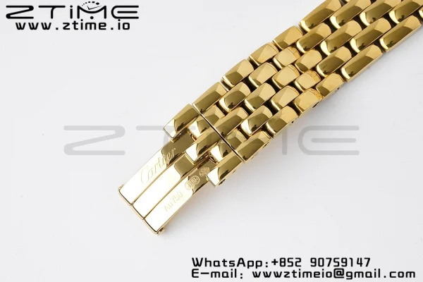 Cartier Panthère 27mm WGPN0009 BVF 1:1 Best Edition YG White Dial on YG Bracelet Ronda Quartz - Super Clone Watch | 1:1 Best Version