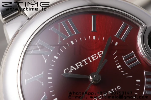 Cartier Ballon Bleu WSBB0052 33mm SS AF 1:1 Best Edition Red Dial on SS Bracelet SEIKO NH05A - Super Clone Watch | 1:1 Best Version