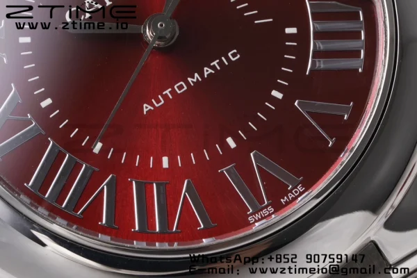 Cartier Ballon Bleu WSBB0052 33mm SS AF 1:1 Best Edition Red Dial on SS Bracelet SEIKO NH05A - Super Clone Watch | 1:1 Best Version
