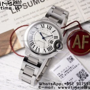 Cartier Ballon Bleu WSBB0044 33mm SS AF 1:1 Best Edition White Dial on SS Bracelet SEIKO NH05A - Super Clone Watch | 1:1 Best Version