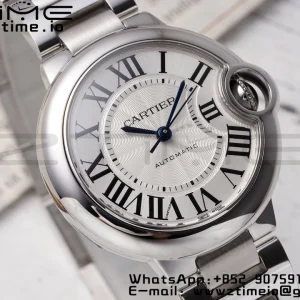 カルティエ バロンブルー WSBB0044 33mm SS AF 1:1 ベストエディション ホワイトダイアル SSブレスレット SEIKO NH05A - スーパークローンウォッチ｜1:1 ベストバージョン
