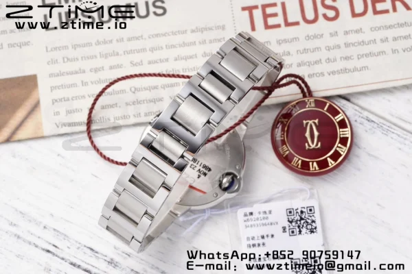 Cartier Ballon Bleu WSBB0044 33mm SS AF 1:1 Best Edition White Dial on SS Bracelet SEIKO NH05A - Super Clone Watch | 1:1 Best Version