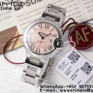 Cartier Ballon Bleu W6920100 33mm SS AF 1:1 Best Edition Pink Dial on SS Bracelet SEIKO NH05A - Super Clone Watch | 1:1 Best Version