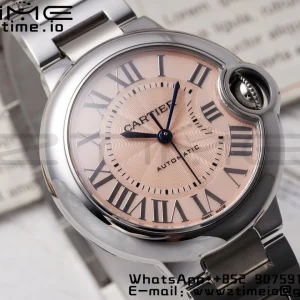 Cartier Ballon Bleu W6920100 33mm SS AF 1:1 Best Edition ピンクダイアル SSブレス SEIKO NH05A - スーパークローンウォッチ｜1:1 ベストバージョン