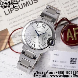 Cartier Ballon Bleu WSBB0062 33mm SS AF 1:1 Best Edition Silver Dial on SS Bracelet SEIKO NH05A - Super Clone Watch | 1:1 Best Version