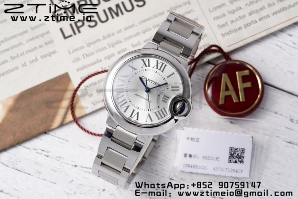 Cartier Ballon Bleu WSBB0062 33mm SS AF 1:1 Best Edition Silver Dial on SS Bracelet SEIKO NH05A - Super Clone Watch | 1:1 Best Version