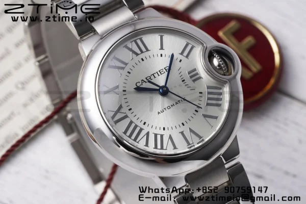 Cartier Ballon Bleu WSBB0062 33mm SS AF 1:1 Best Edition Silver Dial on SS Bracelet SEIKO NH05A - Super Clone Watch | 1:1 Best Version