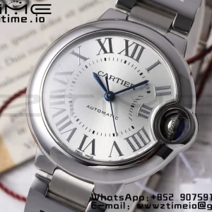 Cartier Ballon Bleu WSBB0062 33mm SS AF 1:1 Best Edition Silver Dial on SS Bracelet SEIKO NH05A - Super Clone Watch | 1:1 Best Version