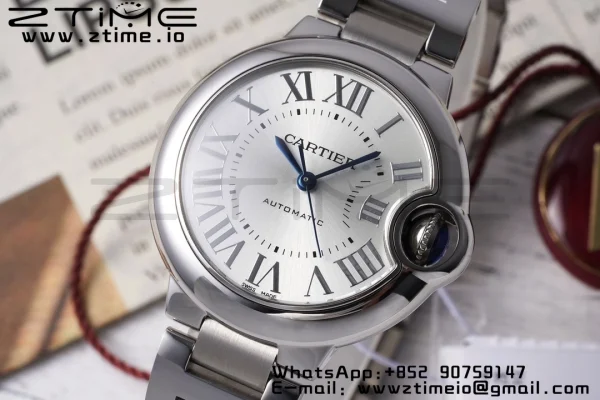 Cartier Ballon Bleu WSBB0062 33mm SS AF 1:1 Best Edition Silver Dial on SS Bracelet SEIKO NH05A - Super Clone Watch | 1:1 Best Version