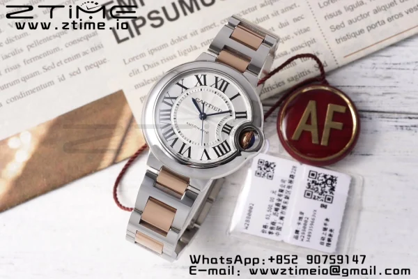 Cartier Ballon Bleu W6920099 33mm SS/RG AF 1:1 Best Edition Silver Dial on SS/RG Bracelet SEIKO NH05A - Super Clone Watch | 1:1 Best Version