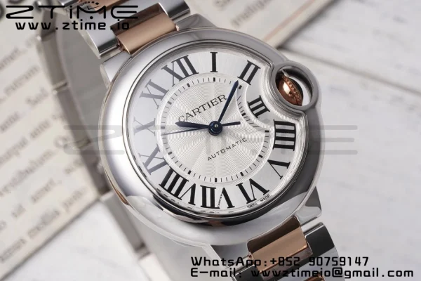 Cartier Ballon Bleu W6920099 33mm SS/RG AF 1:1 Best Edition Silver Dial on SS/RG Bracelet SEIKO NH05A - Super Clone Watch | 1:1 Best Version