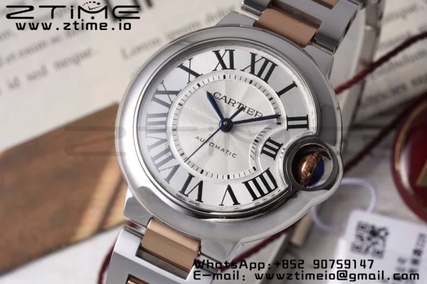Cartier Ballon Bleu W6920099 33mm SS/RG AF 1:1 Best Edition Silver Dial on SS/RG Bracelet SEIKO NH05A - Super Clone Watch | 1:1 Best Version