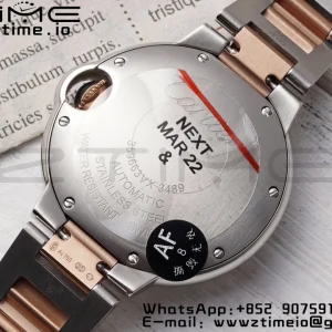 Cartier Ballon Bleu W6920099 33mm SS/RG AF 1:1 Best Edition Cadran argintiu pe brățară SS/RG SEIKO NH05A - Super Clone Watch | 1:1 Best Version