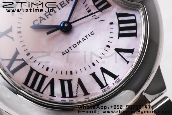 Cartier Ballon Bleu W6920070 33mm SS/RG AF 1:1 Best Edition Cadran roz MOP pe brățară SS/RG SEIKO NH05A - Super Clone Watch | 1:1 Best Version