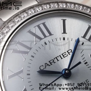 Cartier Ballon Bleu W4BB0028 33mm SS AF 1:1 Best Edition Silver Dial Diamonds Bezel on SS Bracelet SEIKO NH05A - Super Clone Watch | 1:1 Best Version
