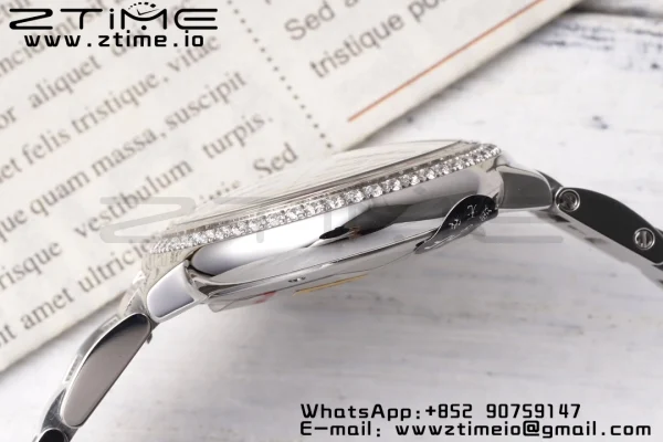 Cartier Ballon Bleu W4BB0028 33mm SS AF 1:1 Best Edition Silver Dial Diamonds Bezel on SS Bracelet SEIKO NH05A - Super Clone Watch | 1:1 Best Version
