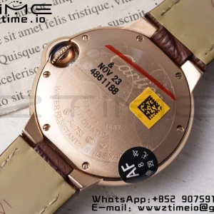 Cartier Ballon Bleu W6920097 33mm RG AF 1:1 Best Edition Silver Dial on Brown Leather Strap SEIKO NH05A - Super Clone Watch | 1:1 Best Version