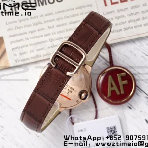 Cartier Ballon Bleu W6920097 33mm RG AF 1:1 Best Edition Silver Dial on Brown Leather Strap SEIKO NH05A - Super Clone Watch | 1:1 Best Version