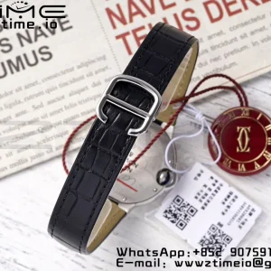 Cartier Ballon Bleu W6920085 33mm SS AF 1:1 Best Edition Silver Dial σε μαύρο δερμάτινο λουράκι SEIKO NH05A - Super Clone Watch | 1:1 Best Version
