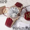 Cartier Ballon Bleu WJBB0033 33mm RG AF 1:1 Best Edition Silver Dial Diamonds Bezel on Red Leather Strap SEIKO NH05A - Super Clone Watch | 1:1 Best Version
