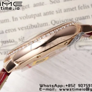 Cartier Ballon Bleu WJBB0033 33mm RG AF 1:1 Best Edition シルバーダイアル ダイヤモンドベゼル レッドレザーストラップ SEIKO NH05A - スーパークローンウォッチ｜1:1ベストバージョン