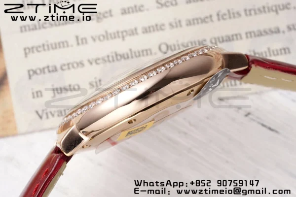 Cartier Ballon Bleu WJBB0033 33mm RG AF 1:1 Best Edition シルバーダイアル ダイヤモンドベゼル レッドレザーストラップ SEIKO NH05A - スーパークローンウォッチ｜1:1ベストバージョン