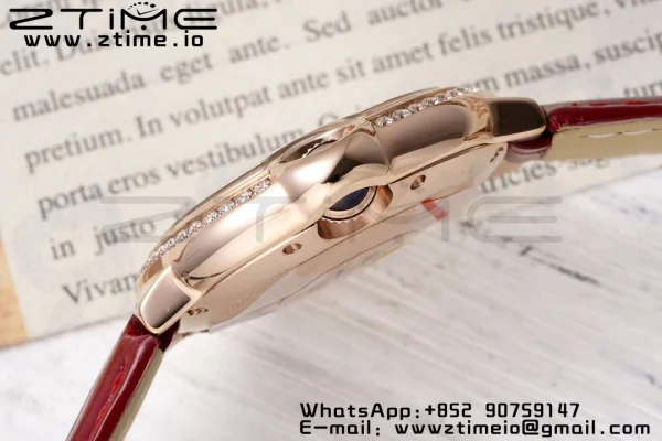 Cartier Ballon Bleu WJBB0033 33mm RG AF 1:1 Best Edition シルバーダイアル ダイヤモンドベゼル レッドレザーストラップ SEIKO NH05A - スーパークローンウォッチ｜1:1ベストバージョン