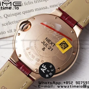 Cartier Ballon Bleu WJBB0033 33mm RG AF 1:1 Best Edition シルバーダイアル ダイヤモンドベゼル レッドレザーストラップ SEIKO NH05A - スーパークローンウォッチ｜1:1ベストバージョン