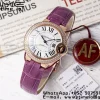 Cartier Ballon Bleu WJBB0051 33mm RG AF 1:1 Best Edition Silver Dial Diamonds Bezel on Purple Leather Strap SEIKO NH05A - Super Clone Watch | 1:1 Best Version