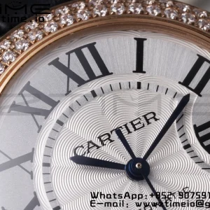 Cartier Ballon Bleu WJBB0033 33mm RG AF 1:1 Best Edition Silver Dial Diamonds Bezel on Black Leather Strap SEIKO NH05A - Super Clone Watch | 1:1 Best Version