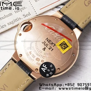 Cartier Ballon Bleu WJBB0033 33mm RG AF 1:1 Best Edition Silver Dial Diamonds Bezel on Black Leather Strap SEIKO NH05A - Super Clone Watch | 1:1 Best Version