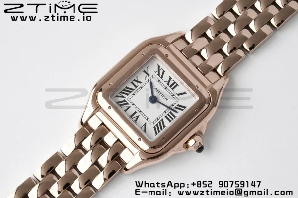 Cartier Panthère 22mm WGPN0040 BVF 1:1 Best Edition RG White Dial on RG Bracelet Ronda Quartz - Super Clone Watch | 1:1 Best Version