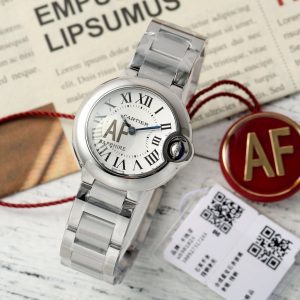 Cartier Ballon Bleu Ladies WSBB0067 28mm SS AF 1:1 Best Edition White Dial Bezel on SS Bracelet Ronda Quartz - Super Clone Watch | 1:1 Best Version