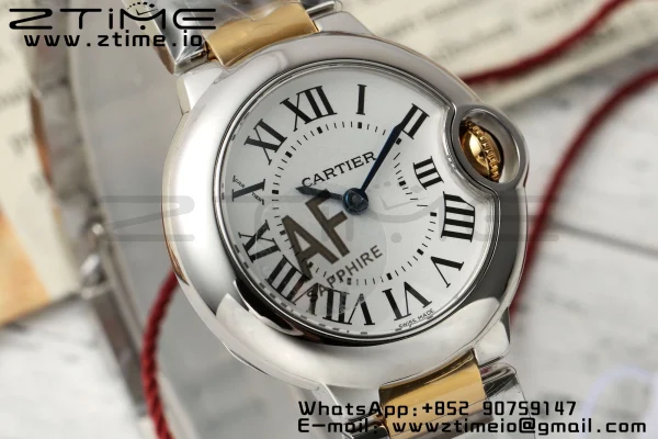Cartier Ballon Bleu Ladies W2BB0010 28mm SS/YG AF 1:1 Best Edition Λευκό καντράν Bezel σε SS/YG βραχιόλι Ronda χαλαζία - Super Clone Watch | 1:1 Best Version