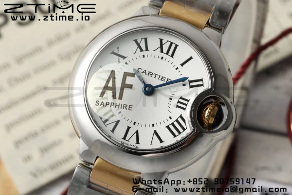 Cartier Ballon Bleu Ladies W2BB0010 28mm SS/YG AF 1:1 Best Edition Λευκό καντράν Bezel σε SS/YG βραχιόλι Ronda χαλαζία - Super Clone Watch | 1:1 Best Version
