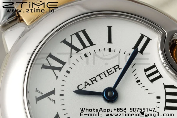 Cartier Ballon Bleu Ladies W2BB0010 28mm SS/YG AF 1:1 Best Edition Λευκό καντράν Bezel σε SS/YG βραχιόλι Ronda χαλαζία - Super Clone Watch | 1:1 Best Version