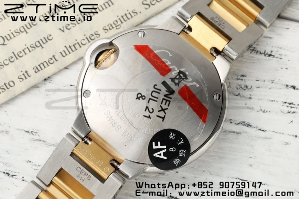 Cartier Ballon Bleu Ladies W2BB0010 28mm SS/YG AF 1:1 Best Edition Λευκό καντράν Bezel σε SS/YG βραχιόλι Ronda χαλαζία - Super Clone Watch | 1:1 Best Version