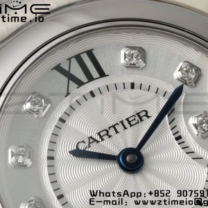 Cartier Ballon Bleu Ladies W4BB0029 28mm SS AF 1:1 Best Edition Λευκά διαμάντια Dial Bezel σε SS βραχιόλι Ronda χαλαζία - Super Clone ρολόι | 1:1 Best έκδοση