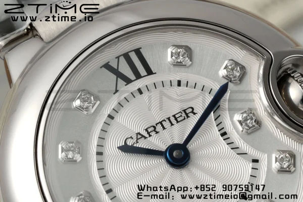 Cartier Ballon Bleu Ladies W4BB0029 28mm SS AF 1:1 Best Edition Λευκά διαμάντια Dial Bezel σε SS βραχιόλι Ronda χαλαζία - Super Clone ρολόι | 1:1 Best έκδοση