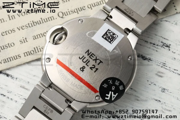 Cartier Ballon Bleu Ladies W4BB0029 28mm SS AF 1:1 Best Edition Λευκά διαμάντια Dial Bezel σε SS βραχιόλι Ronda χαλαζία - Super Clone ρολόι | 1:1 Best έκδοση
