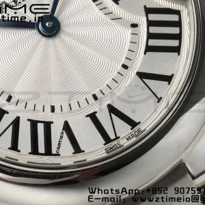 Cartier Ballon Bleu WSBB0045 33mm SS AF 1:1 Best Edition White Textured Dial on SS Bracelet Ronda Quartz - Super Clone Watch | 1:1 Best Version