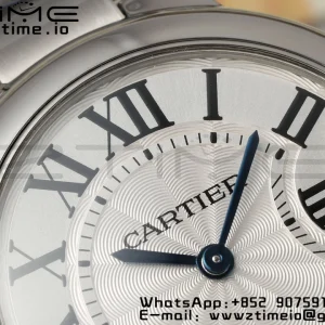 Cartier Ballon Bleu WSBB0045 33mm SS AF 1:1 Best Edition White Textured Dial on SS Bracelet Ronda Quartz - Super Clone Watch | 1:1 Best Version