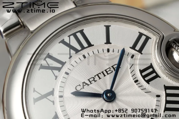 Cartier Ballon Bleu WSBB0045 33mm SS AF 1:1 Best Edition White Textured Dial on SS Bracelet Ronda Quartz - Super Clone Watch | 1:1 Best Version
