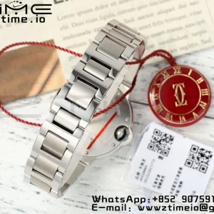 Cartier Ballon Bleu WSBB0045 33mm SS AF 1:1 Best Edition White Textured Dial on SS Bracelet Ronda Quartz - Super Clone Watch | 1:1 Best Version