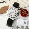 Cartier Ballon Bleu WSBB0034 33mm SS AF 1:1 Best Edition White Textured Dial on Black Leather Strap Ronda Quartz - Super Clone Watch | 1:1 Best Version