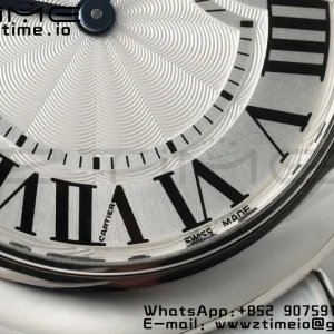 Cartier Ballon Bleu 33mm SS AF 1:1 Best Edition Cadran alb texturat pe curea din piele albă Ronda Quartz - Super Clone Watch | 1:1 Best Version